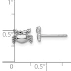 Sterling Silver Rhodium-plated Polished Black Enamel and White CZ Crab Childrens Post Earrings