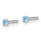 Sterling Silver Madi K Rhodium-plated 2.00mm Blue CZ Childrens Stud Post Earrings