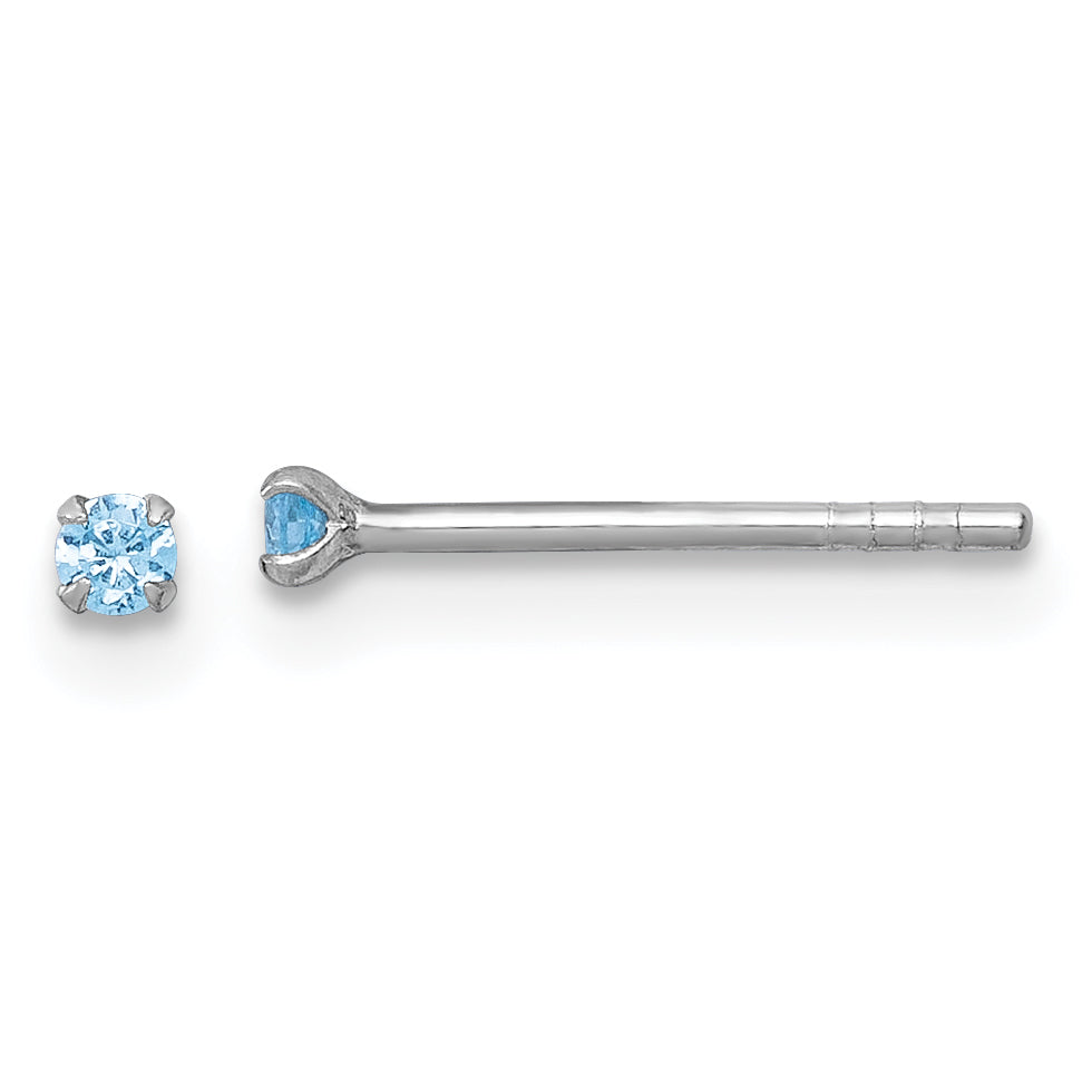 Sterling Silver Madi K Rhodium-plated 2.00mm Blue CZ Childrens Stud Post Earrings Main image