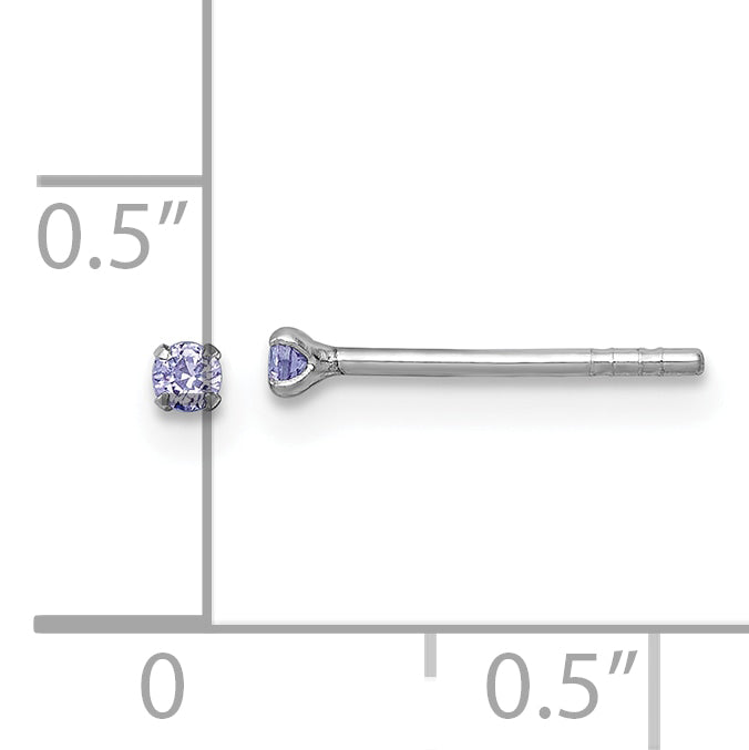 Sterling Silver Madi K Rhodium-plated 2.00mm Purple CZ Childrens Stud Post Earrings