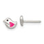 Sterling Silver Polished Pink and Black Enameled Heart Bird Childrens Post Earrings