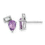 Sterling Silver Rhodium-plated Polished Pear Amethyst and Emerald-cut White Topaz Post Earrings