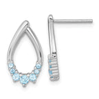 Sterling Silver Rhodium-plated Polished Swiss Blue Topaz Teardrop Post Earrings