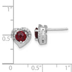 Sterling Silver Rhodium-plated Polished Garnet and White Topaz Heart Post Earrings