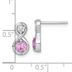 Sterling Silver Rhodium-plated Polished Round Lab Created Ruby and CZ Infinity Post Earrings