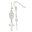 Sterling Silver Polished Spanish Miraculous Medal and Cross Dangle Shepherd Hook Earrings