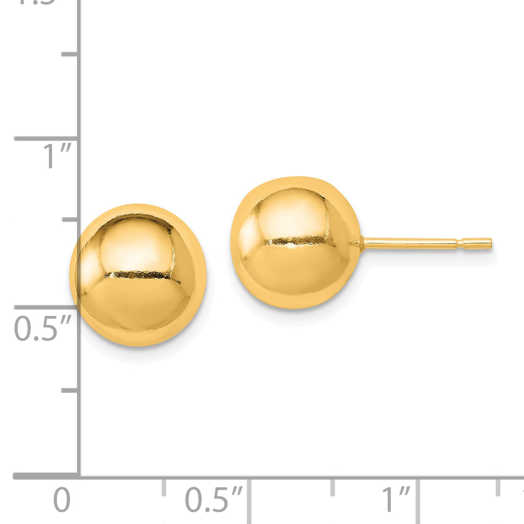 Sterling Silver Gold-tone Polished 10mm Ball Earrings