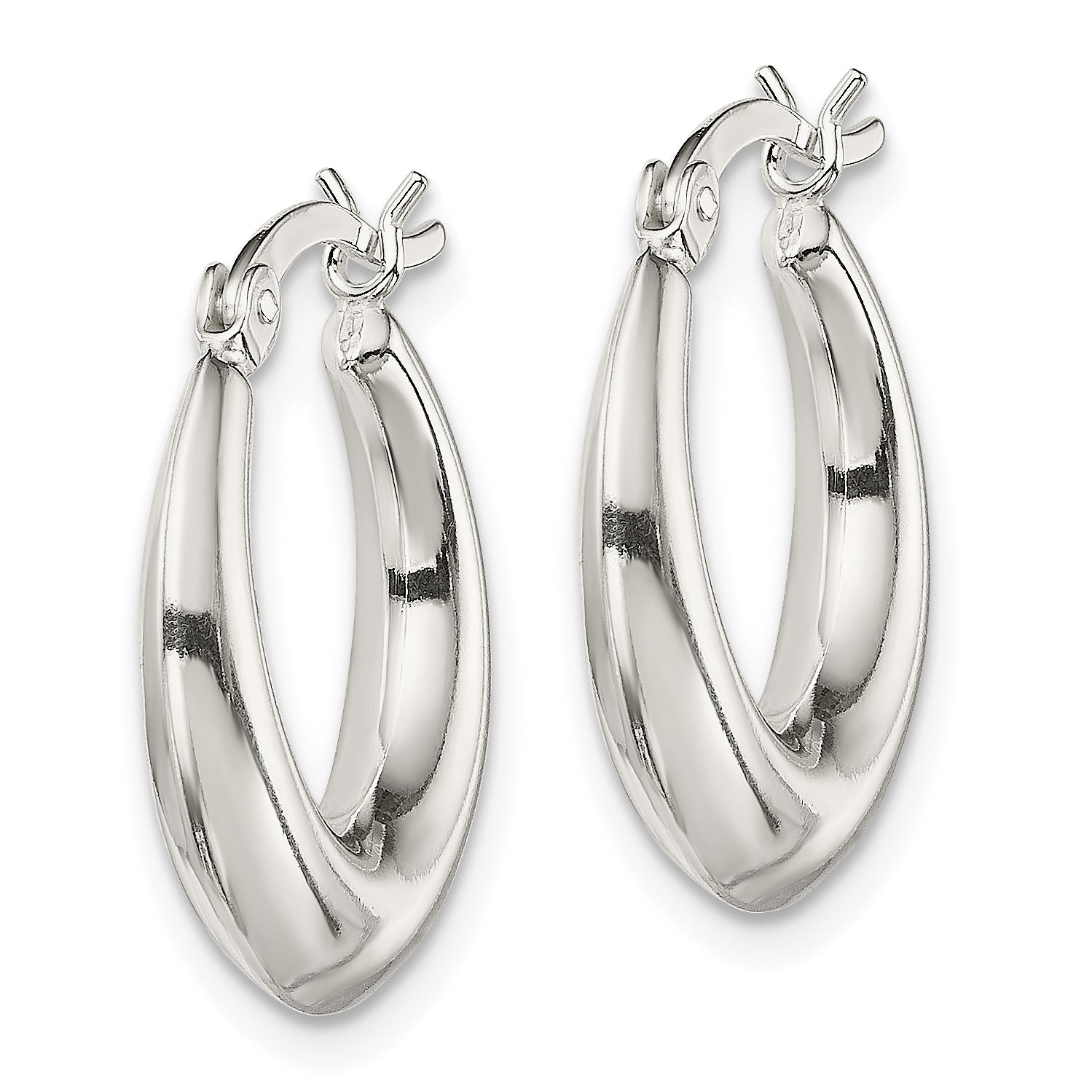 Sterling Silver Polished & Tapered Round Hoop Earrings Secondary image