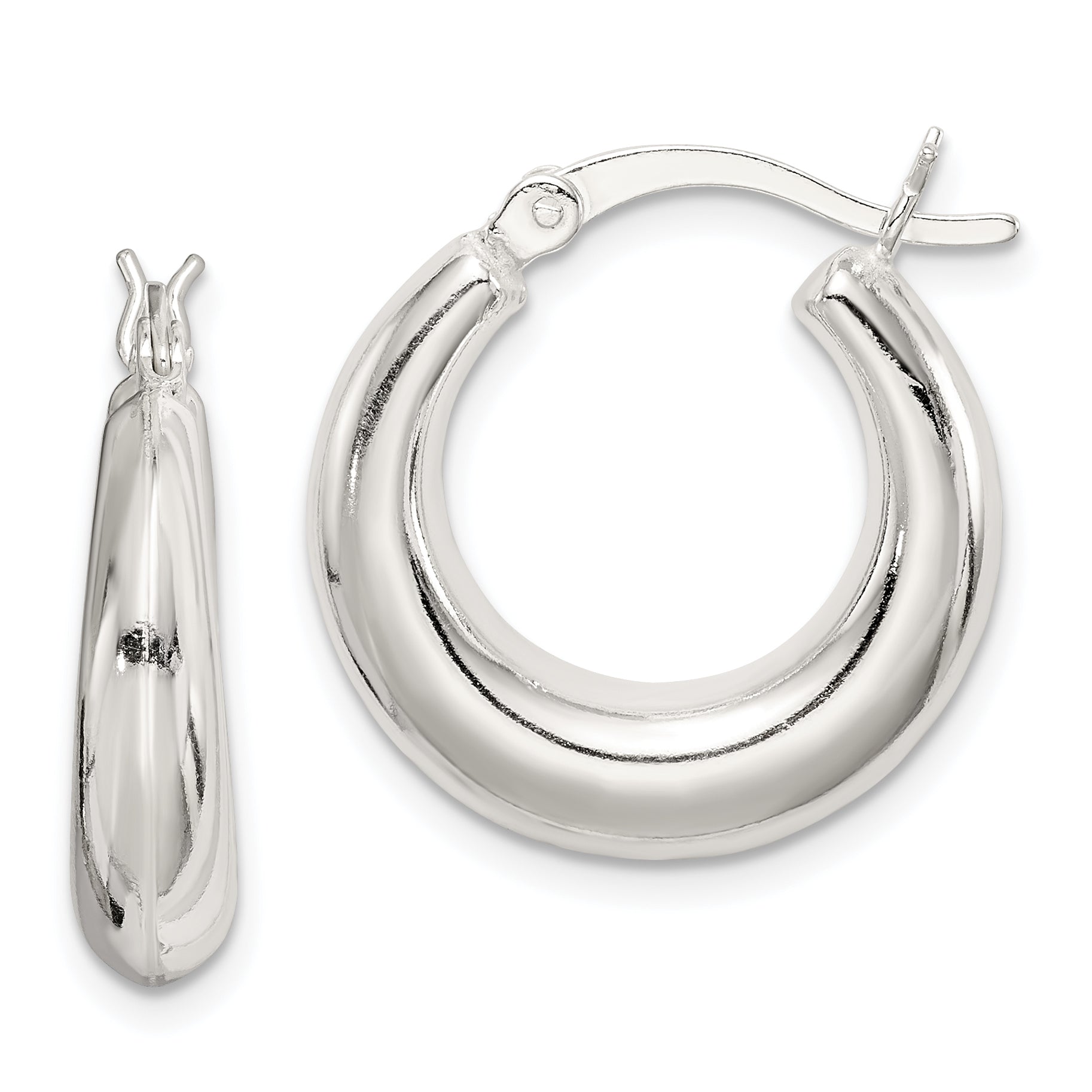 Sterling Silver Polished & Tapered Round Hoop Earrings Main image