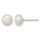 Sterling Silver 7.5-8 White Freshwater Cultured Pearl Stud Earrings