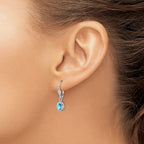 Oval Blue Topaz Leverback Earrings in Sterling Silver, 6x4mm - Sophia Jewelers