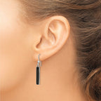 Onyx Bar Dangle Earrings in Sterling Silver, 4x21.5mm - Sophia Jewelers