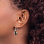 Curved Onyx Teardrop Dangle Earrings in Sterling Silver, 7x12mm - Sophia Jewelers