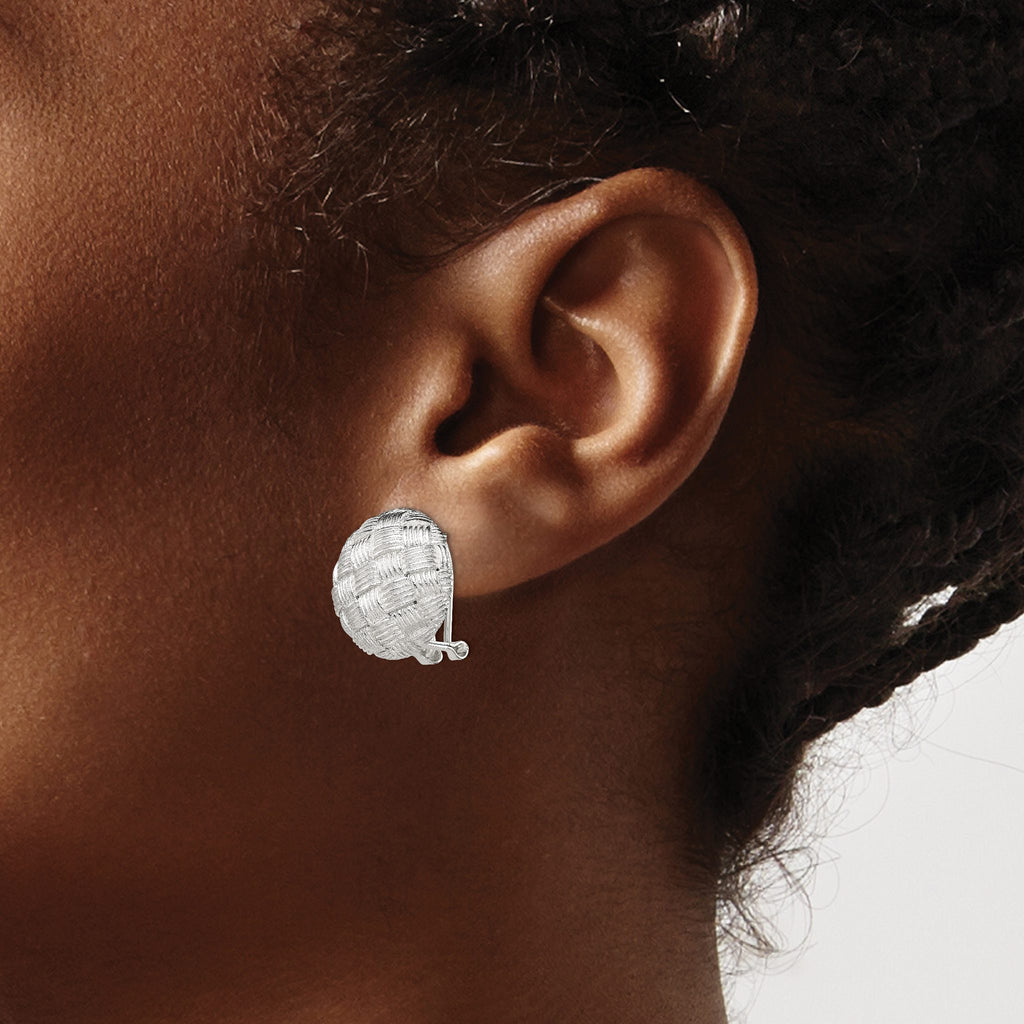 Woven Circle Omega Back Stud Earrings in Sterling Silver, 20mm - Sophia Jewelers