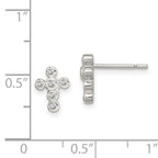 Sterling Silver Rhodium-plated Polished Bezel CZ Cross Post Earrings