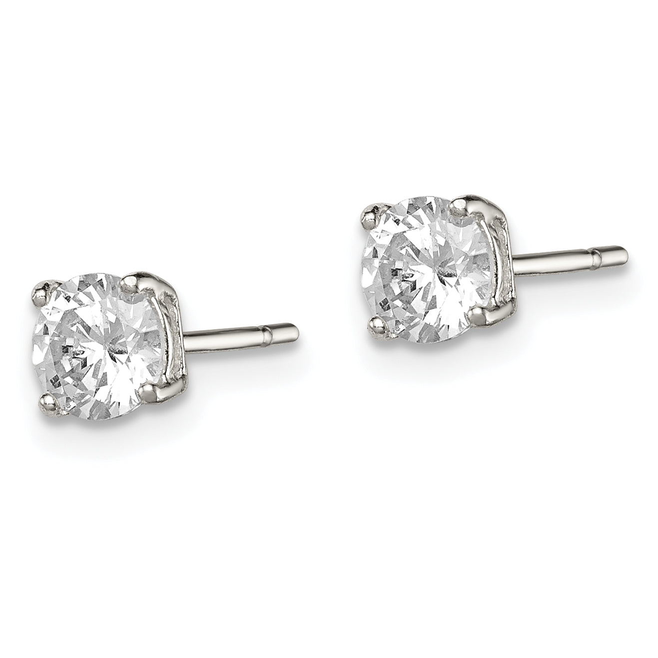 Sterling Silver 5mm Round Basket Set CZ Stud Earrings Secondary image