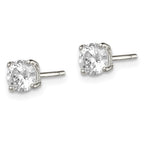 Sterling Silver 5mm Round Basket Set CZ Stud Earrings