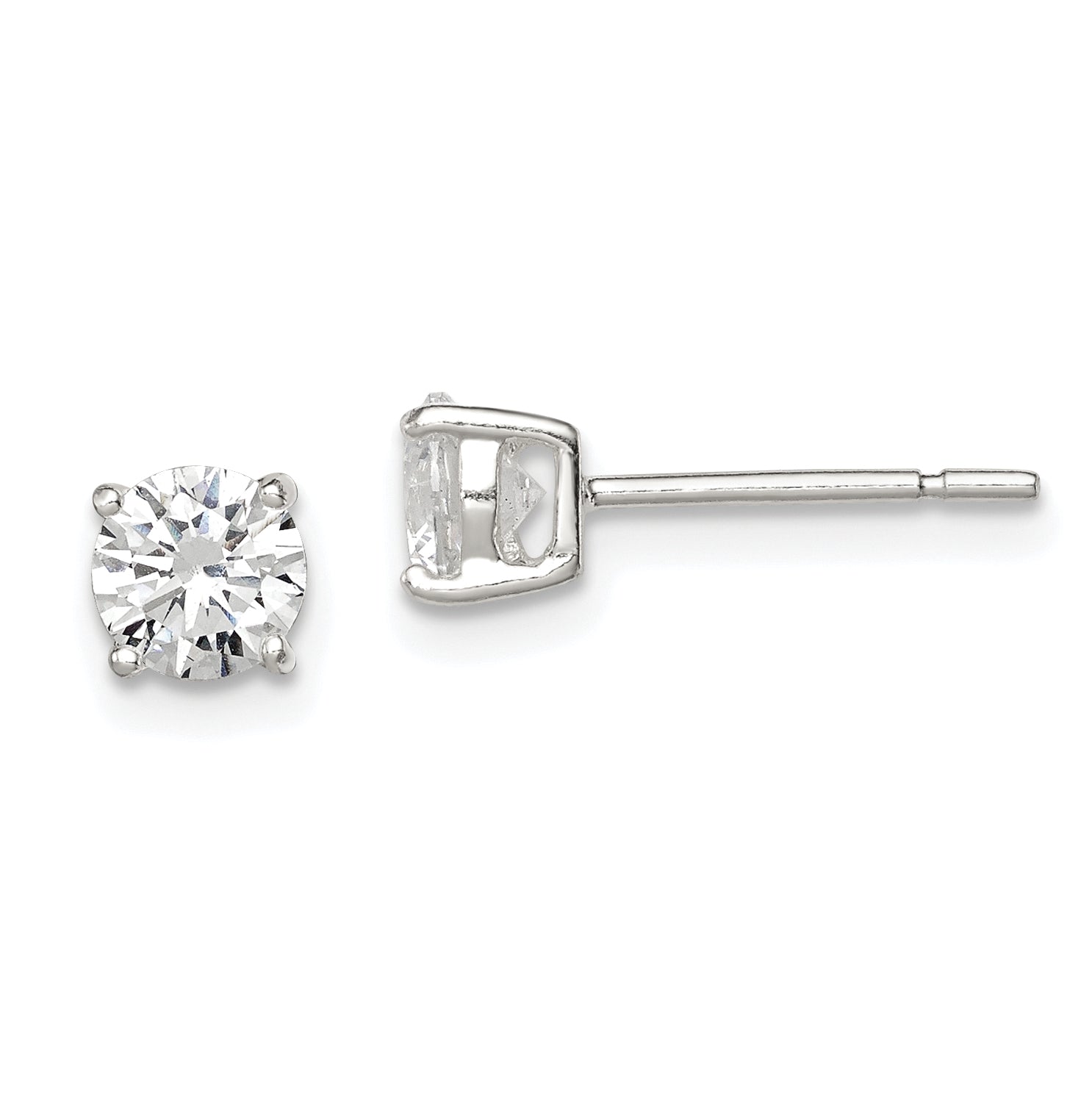 Sterling Silver 5mm Round Basket Set CZ Stud Earrings Main image
