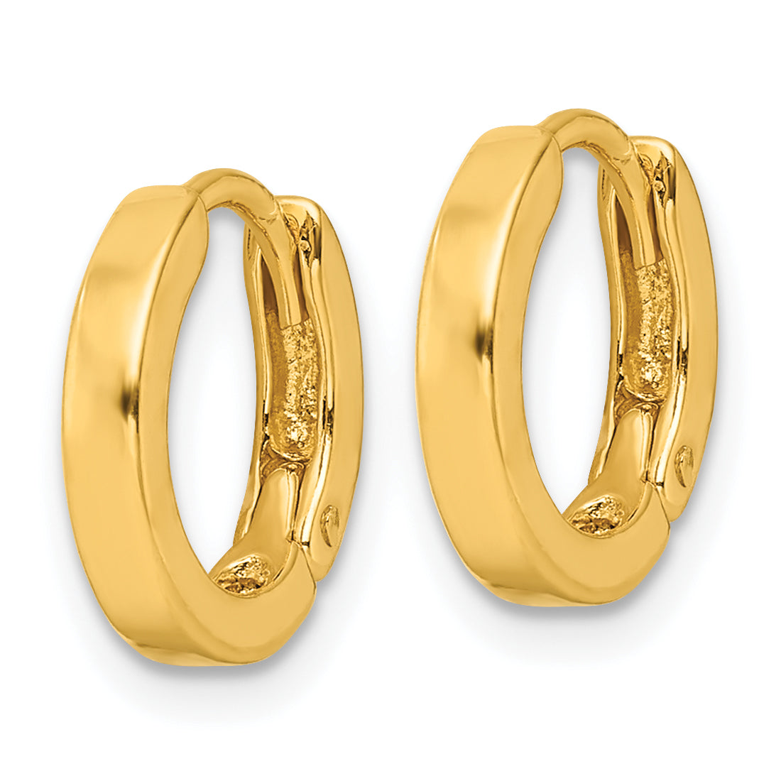 Sterling Silver Gold-tone Round Hinged Hoop Earrings Secondary image