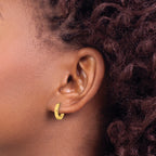 Sterling Silver Gold-tone Round Hinged Hoop Earrings