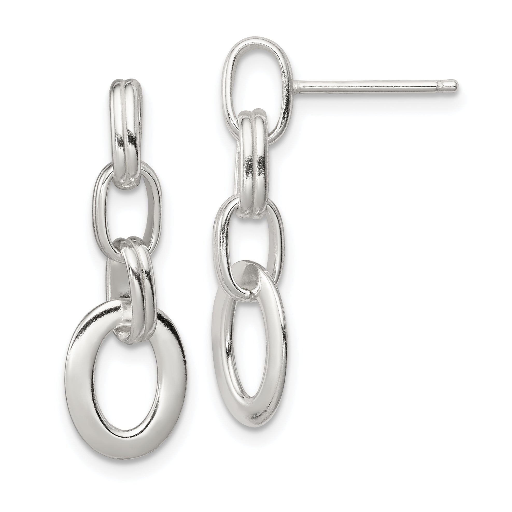 Sterling Silver Polished Oval Link Dangle Earrings Main image