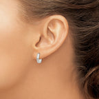 Striped Hoop Earrings in Sterling Silver, 14mm Hinged - Sophia Jewelers