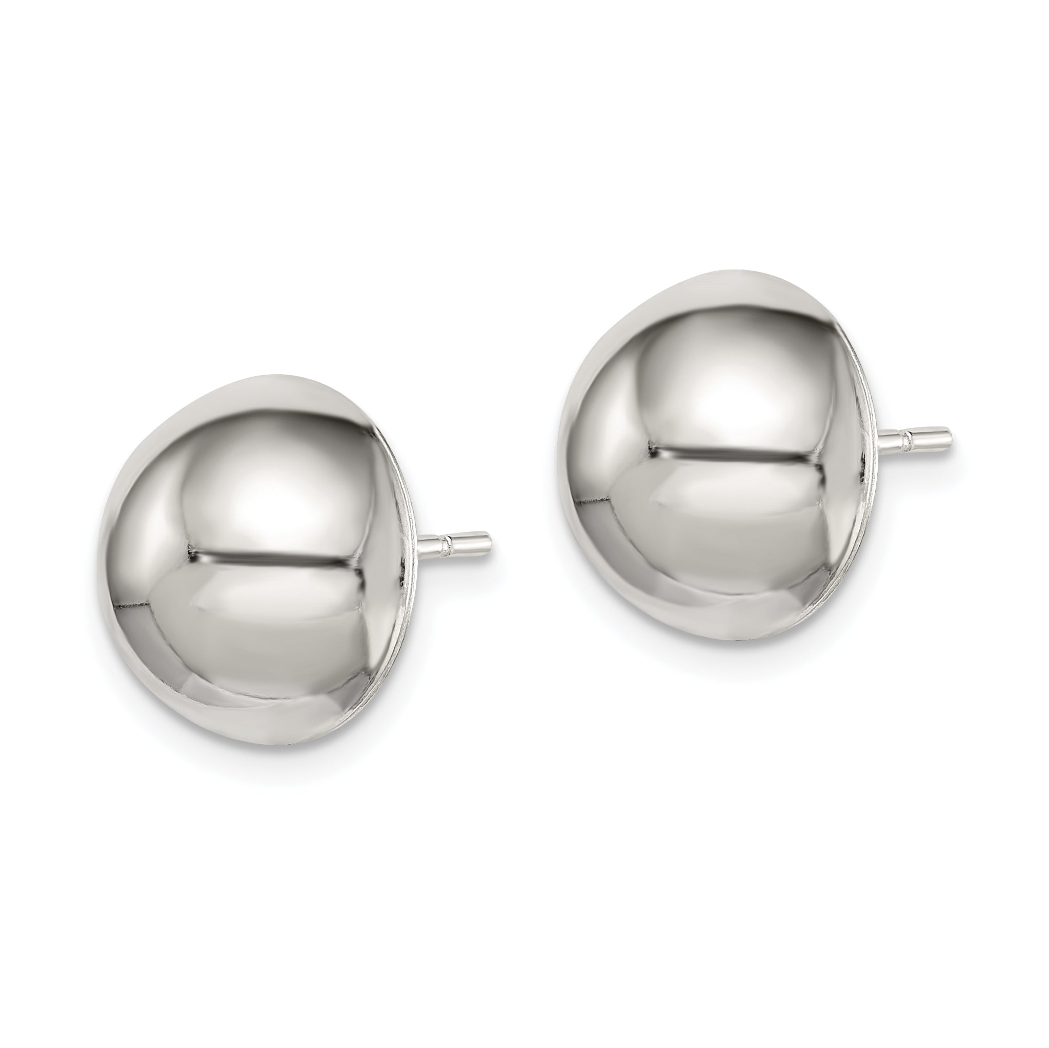 Sterling Silver Polished 12mm Button Earrings Secondary image