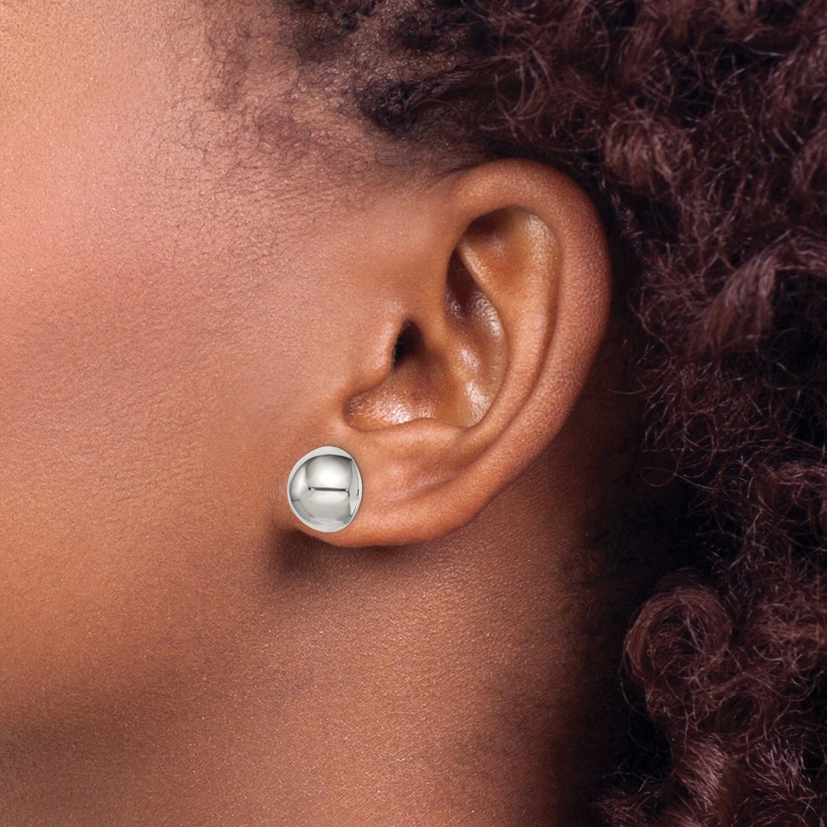 Ball Button Stud Earrings in Sterling Silver, 12mm - Sophia Jewelers