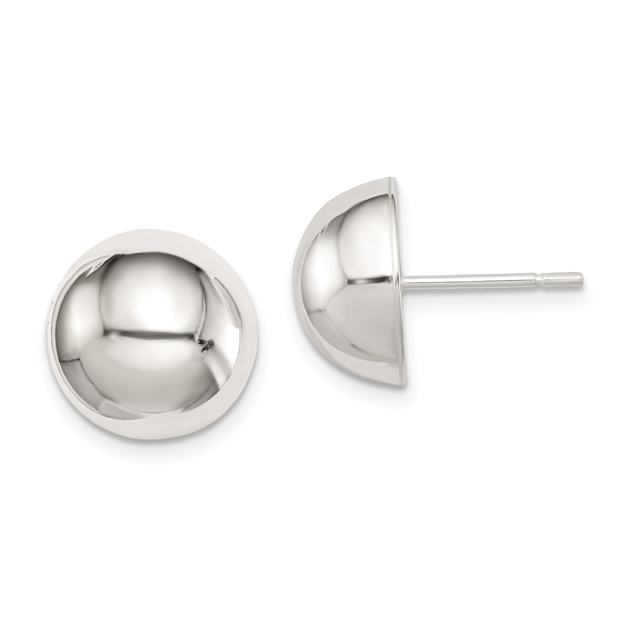 Sterling Silver Polished 12mm Button Earrings Main image