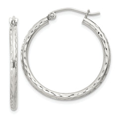 Sterling Silver 2mm Diamond Cut Hoop Earrings