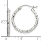 Sterling Silver 2mm Diamond Cut Hoop Earrings
