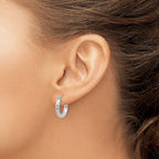 Hoop Earrings in Sterling Silver, 3x18mm Diamond-Cut - Sophia Jewelers