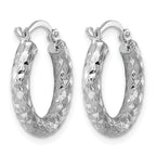 Hoop Earrings in Sterling Silver, 3x18mm Diamond-Cut - Sophia Jewelers