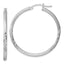 Sterling Silver Rhod-plated 2.5mm Polished/Satin Diamond-cut Hoop Earrings