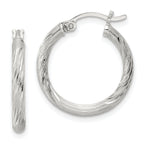 Sterling Silver 2.5mm Polished/Satin D/C Hoop Earrings