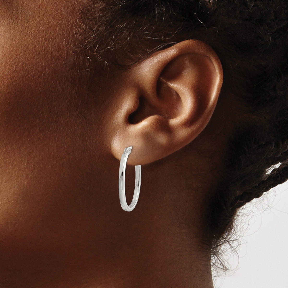 Square Tube Oval Hoop Earrings in Sterling Silver, 17x26mm - Sophia Jewelers