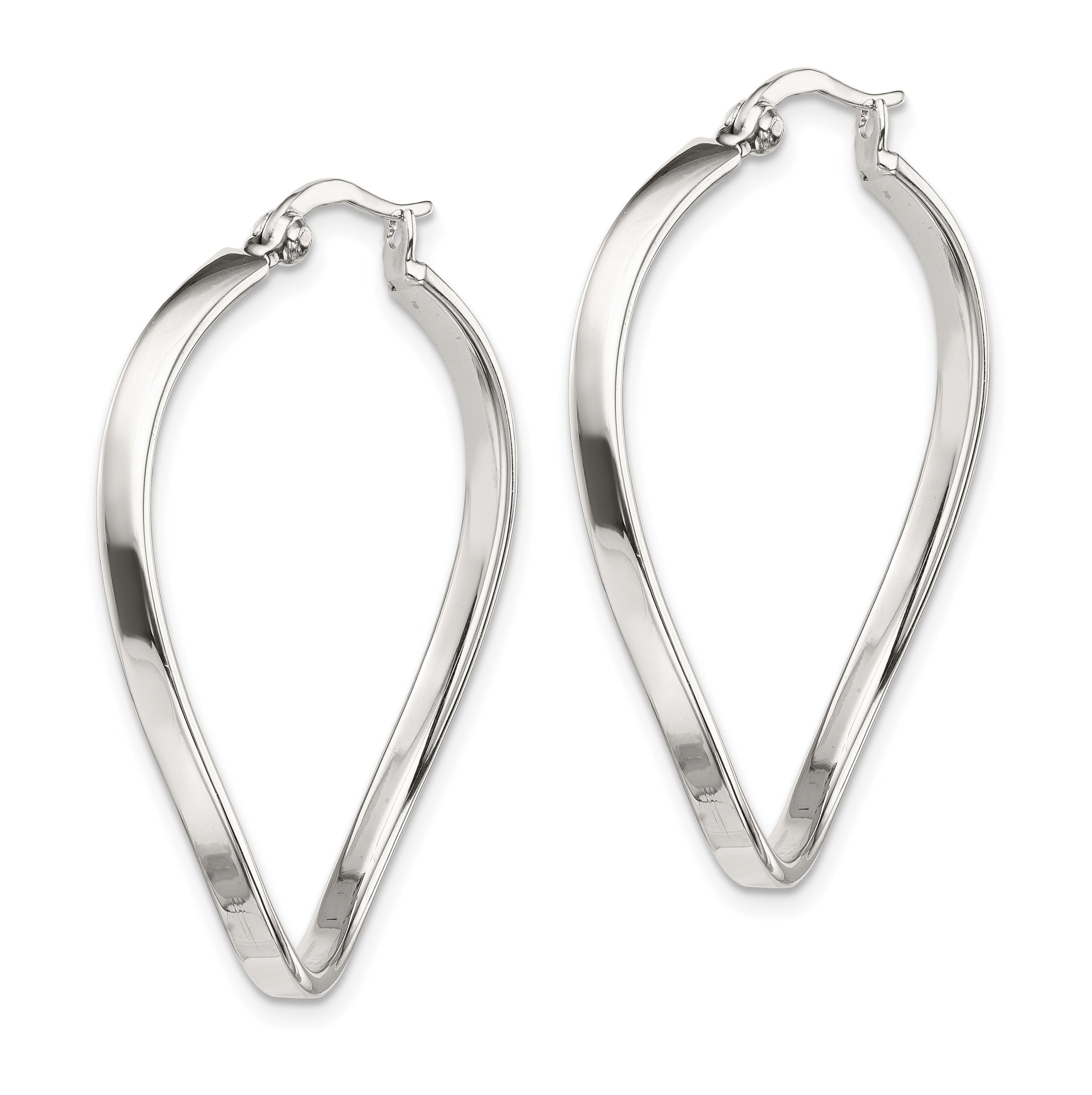 Sterling Silver Polished & Twisted Oval Hoop Earrings