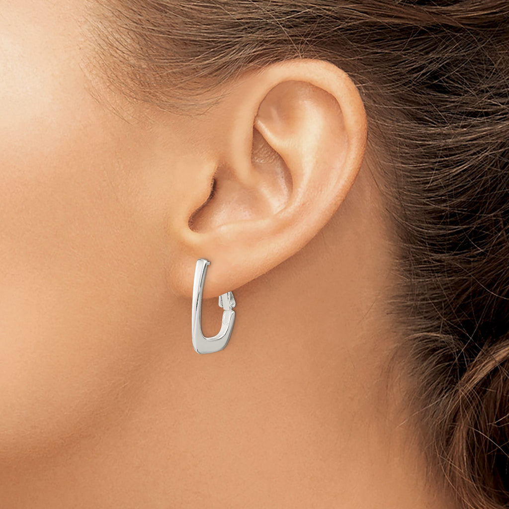 Tapered Omega Back Hoop Earrings in Sterling Silver, 18mm - Sophia Jewelers