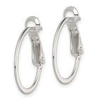 Sterling Silver Rhodium-plated 1.5mm Oval Omega Back Hoop Earrings