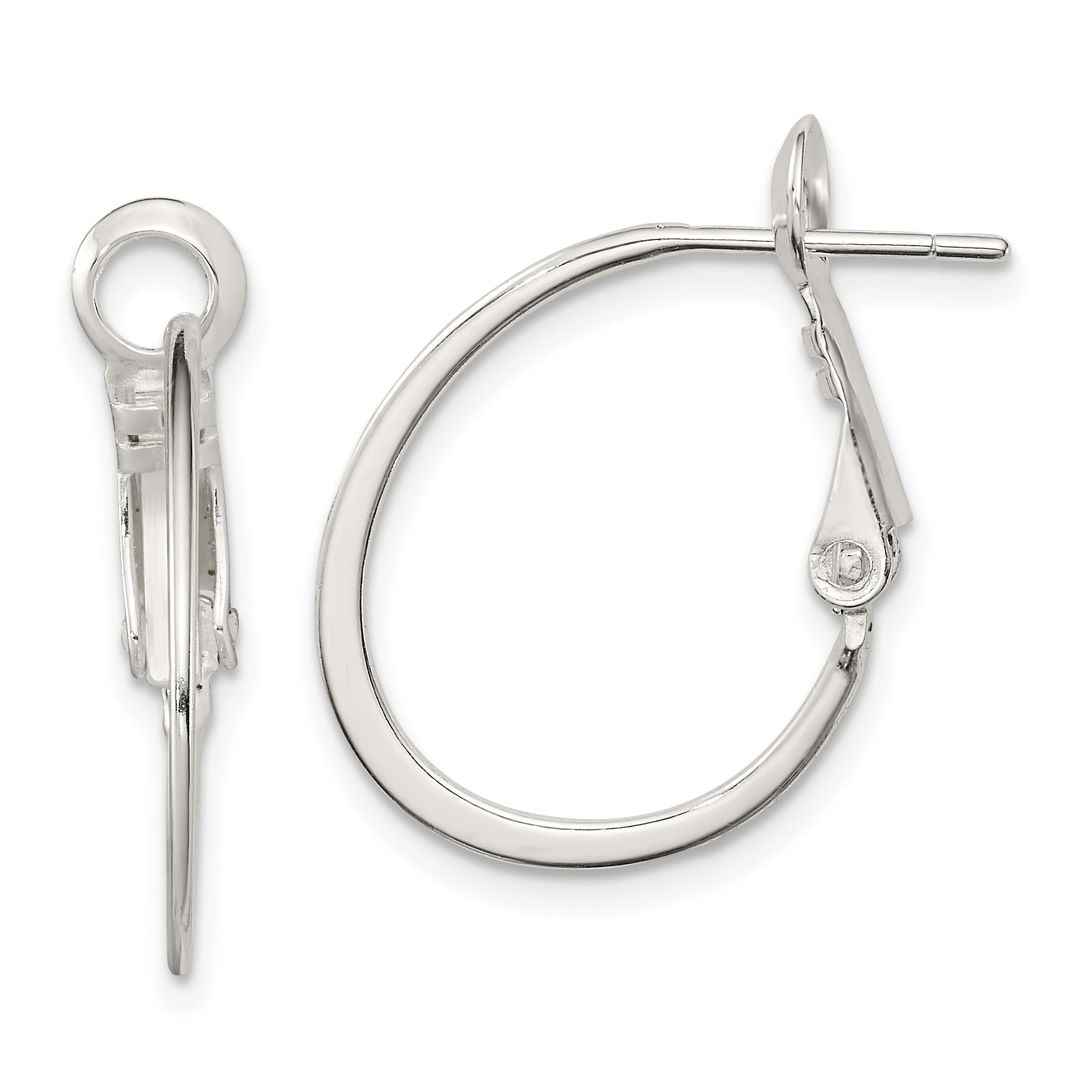 Sterling Silver Rhodium-plated 1.5mm Oval Omega Back Hoop Earrings Main image