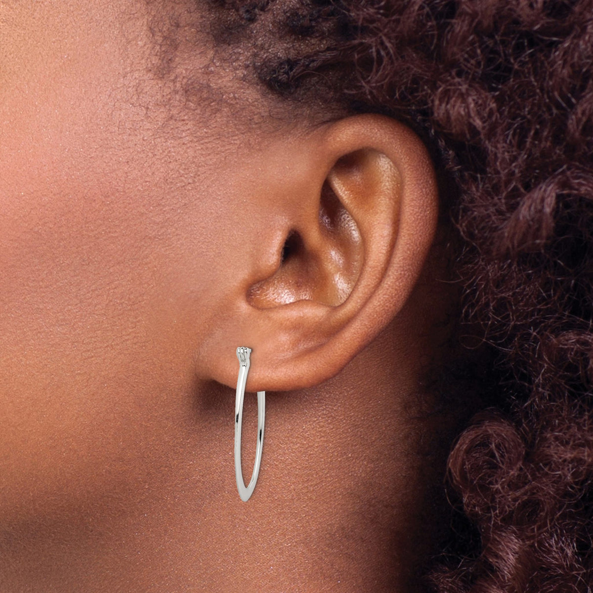 Tapered Oval Hoop Earrings in Sterling Silver, 32mm - Sophia Jewelers