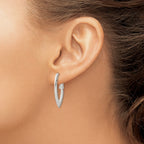 Tapered Omega Back Hoop Earrings in Sterling Silver, 30mm - Sophia Jewelers