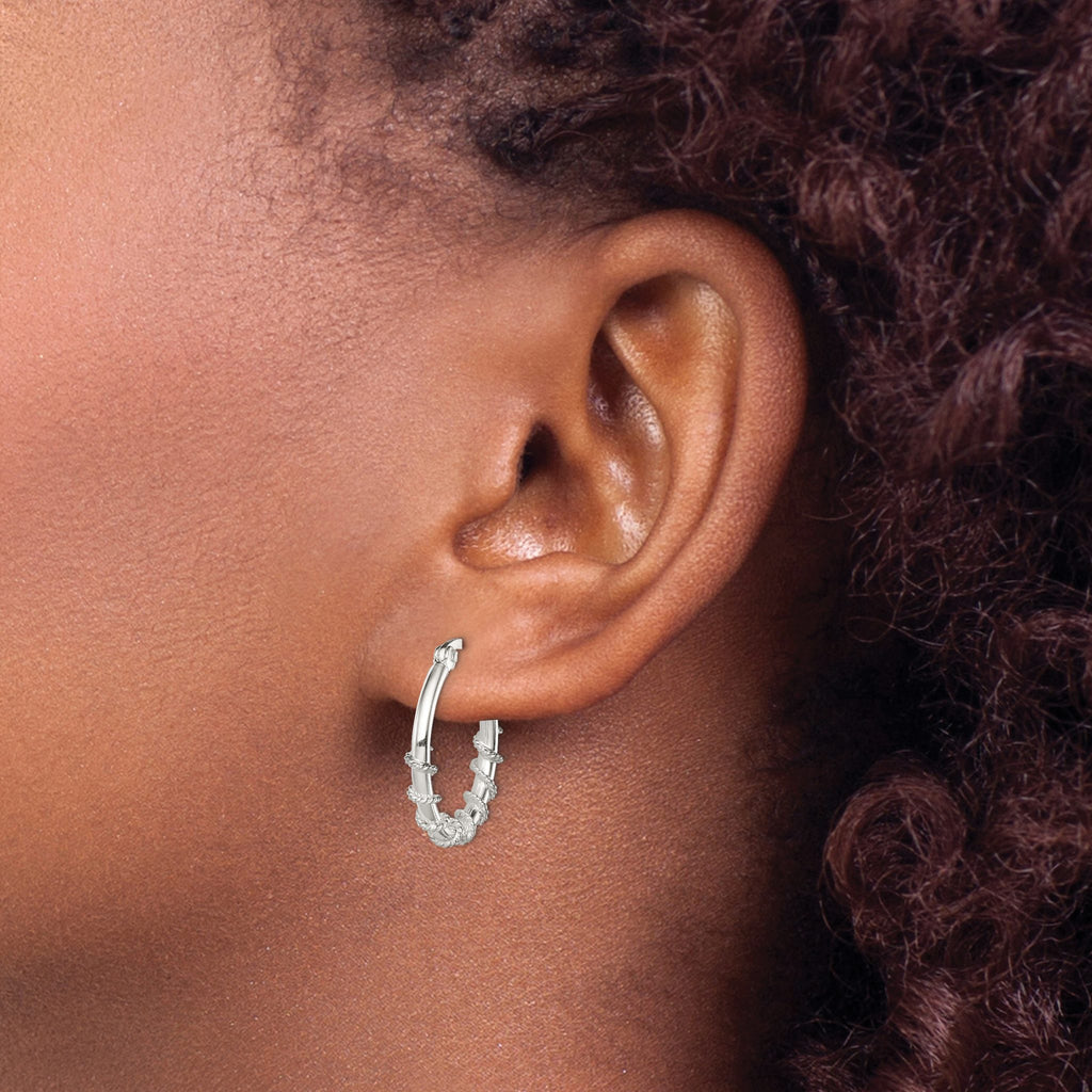 Wrapped Hoop Earrings in Sterling Silver, 20mm - Sophia Jewelers