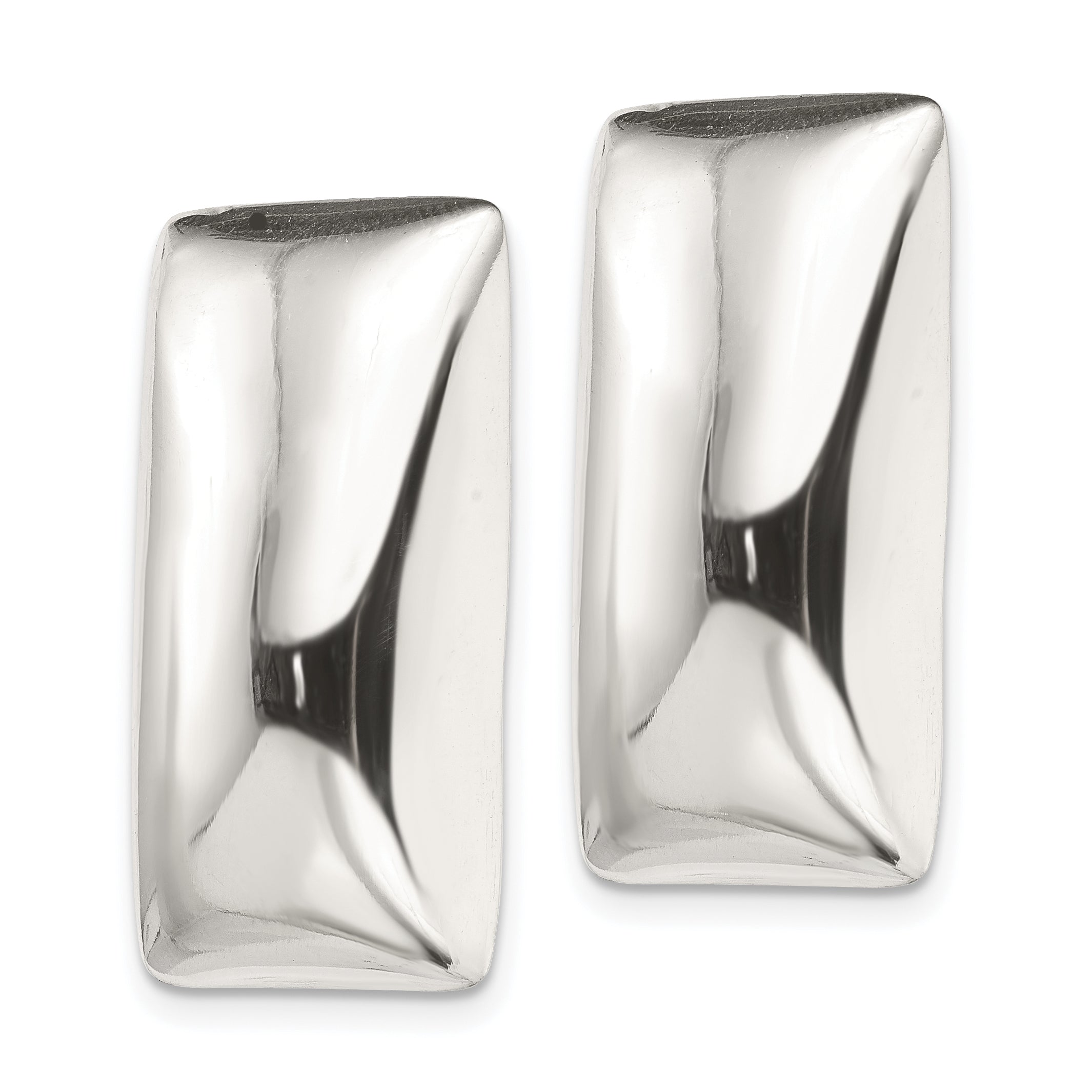 Sterling Silver Polished Non-Pierced Rectangle Earrings Secondary image