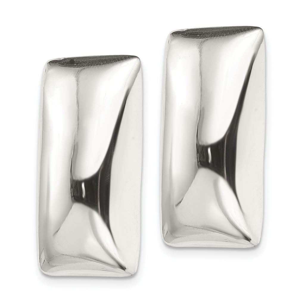 Sterling Silver Polished Non-Pierced Rectangle Earrings
