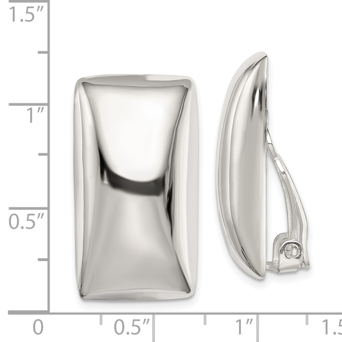 Sterling Silver Polished Non-Pierced Rectangle Earrings
