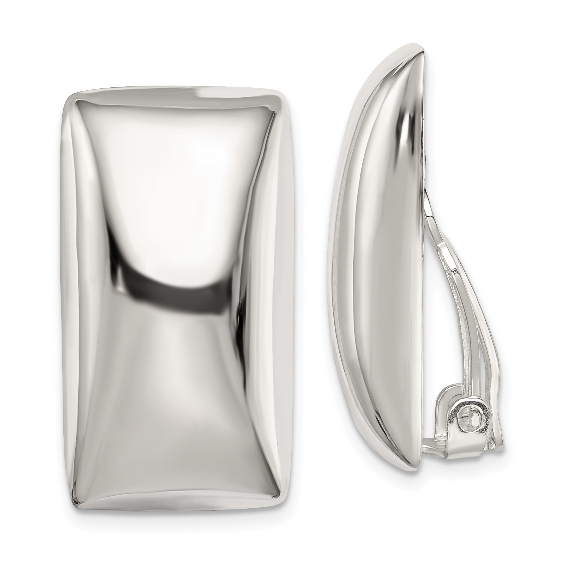 Sterling Silver Polished Non-Pierced Rectangle Earrings Main image