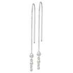 Sterling Silver Polished Triple Graduated Ball Threader Earrings