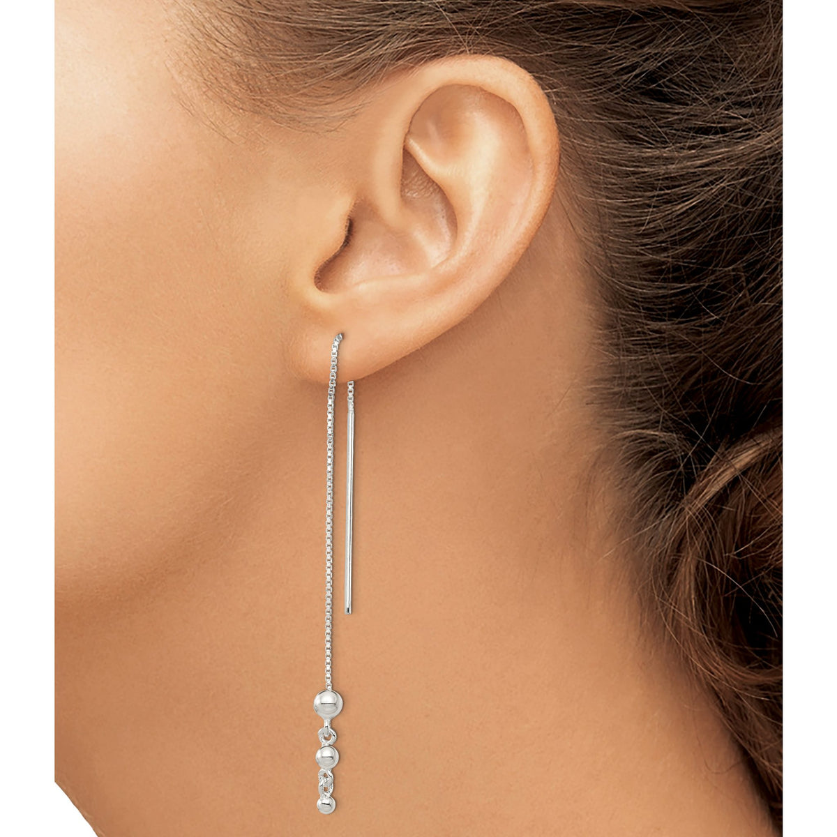 Triple Graduated Ball Threader Earrings in Sterling Silver - Sophia Jewelers
