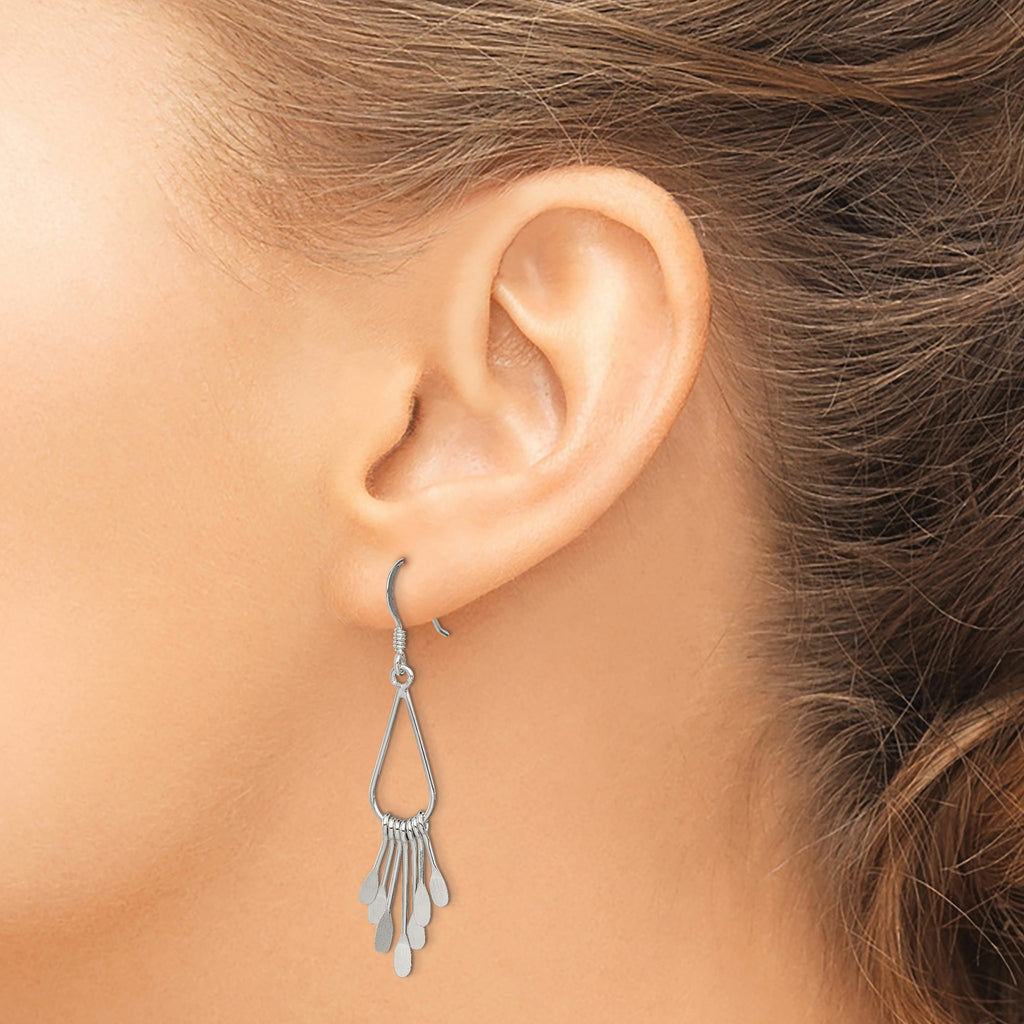 Fancy Teardrop Dangle Earrings in Sterling Silver, Moveable - Sophia Jewelers